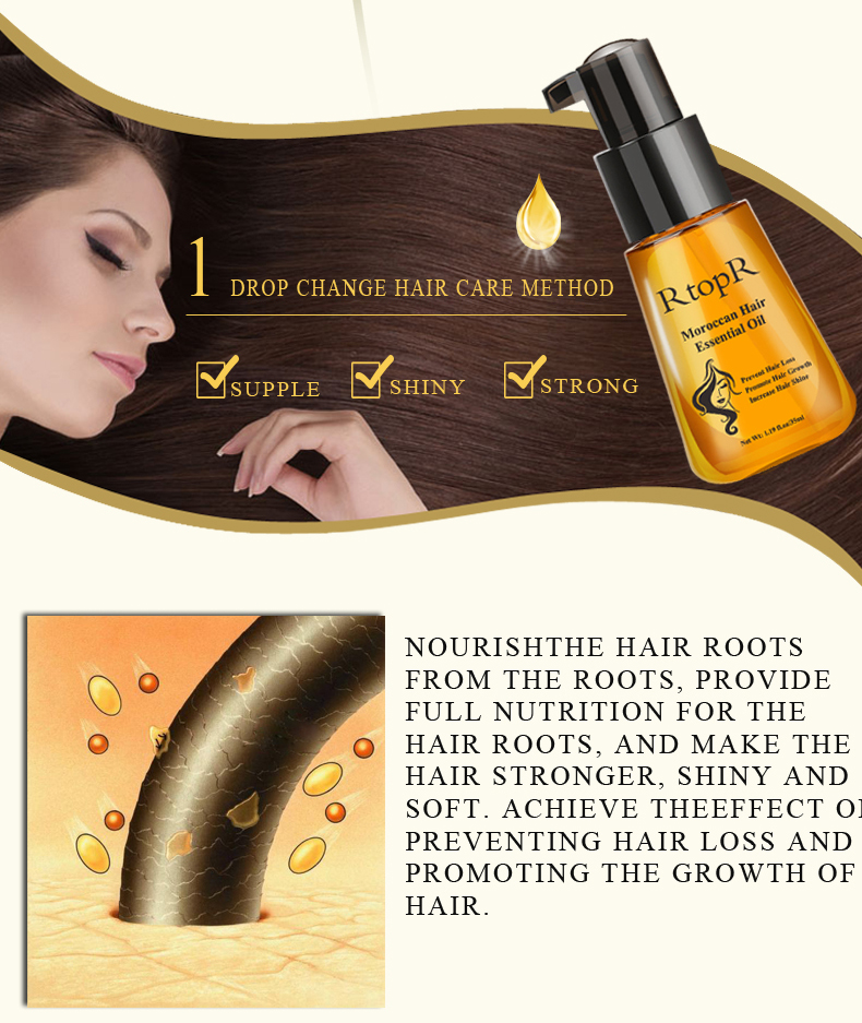 RtopR 35ML Multi-functional Morocco Hair Essential Oil Prevent Hair Loss Product Hair Growth for Repair Damaged Hair Care TSLM1