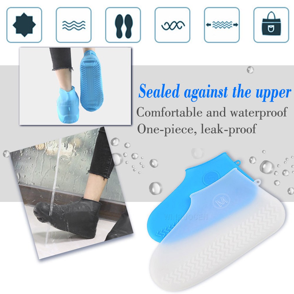 Reusable Silicone Shoe Cover S/M/L Waterproof Rain Shoes Covers Outdoor Camping Washable Rubber Wear-Resistant Recyclable