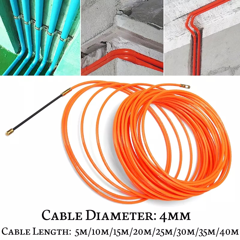 30M Cable Puller Duct Rodder Fiber Wire Glass Cable Nylon Fish Tape Reel Rod Electric Push Metal Wall Wire Conduit Holder Kit