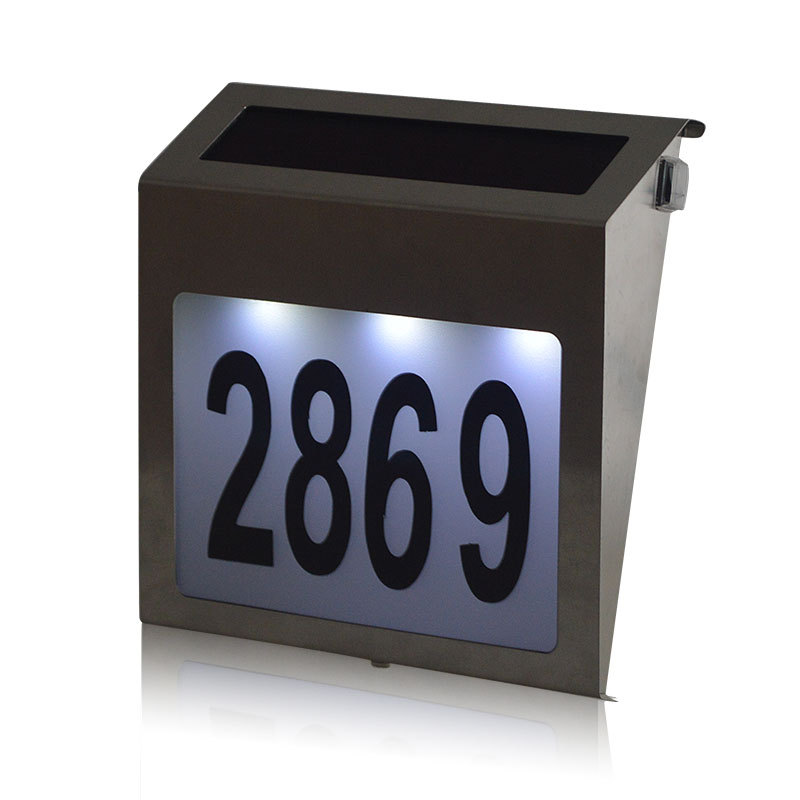 Address Numbers for Houses Solar Powered Address Sign LED Reflective Illuminated House Number Outdoor Lighted Metal Plaque Light