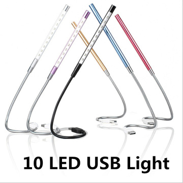 Metal Material USB LED light lamp 10LEDs flexible variety of colors for Notebook Laptop PC Computer night light