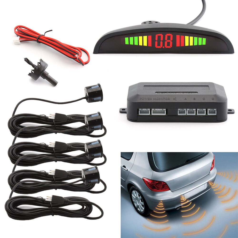 12V Car LED Parking Sensor Kit 22mm Blind Spot Sensors Backlight Display Reverse Backup Radar Monitor System Auto Parktronic