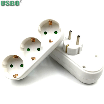 White EU 3pole Power Convert Plug Wall Socket 16A 250V 3way 2way Power Strip Outlet Triple German Standard Adapter Plug 3500w