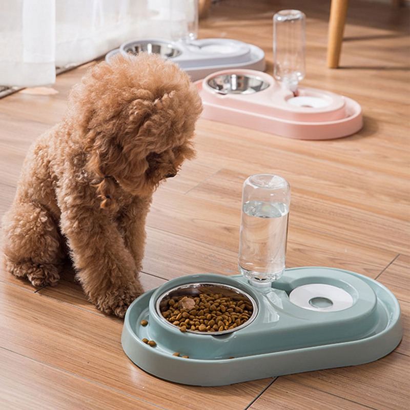 Pet Feeding Bowls Automatic Water Drinking Fountain And Stainless Steel Food Feeder For Dogs Cats Home Daily Pet Supplies New