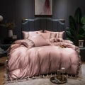 2020 Luxury 2 or 3 or 4pcs Lace Silk Bedding Set Satin Duvet Cover Set with Flat Sheet Zipper Closure Twin Queen King 7 patterns