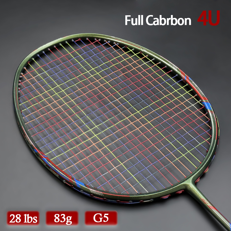 Colorful Strings Offensive Type 4U 83g Carbon Fiber Badminton Rackets Strung Professional Racquet With Bags Padel Speed Sports