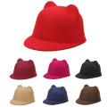 Cute Cat Ears Wool Felt Hat for Women Children Boys Girls Solid Color Plain Fedoras Formal Hats Equestrian Parent-child Cap