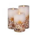 Shell Moving Wick Led Flameless Pillar Candles