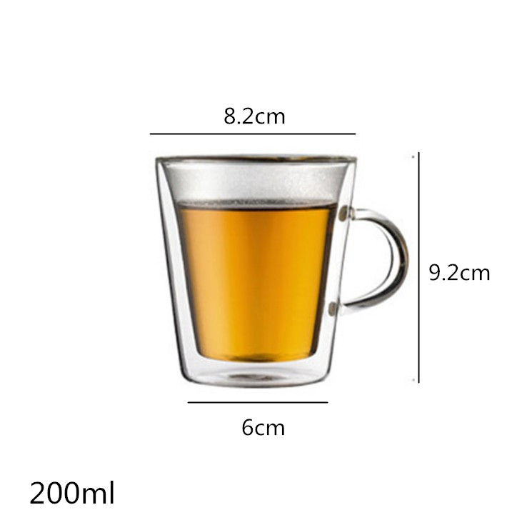 Home Office Lead-free Double Wall Handmade Glass With Handle Heat Resistant Drink Cup Insulated Clear Glass Tea Coffee Drinkware