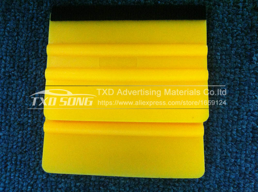 5pcs/lot Yellow squeegees with felt for car wrap cloth squeegees Vinyl Soft Plastic Car Squeegee Decal Wrap Applicator Soft Felt