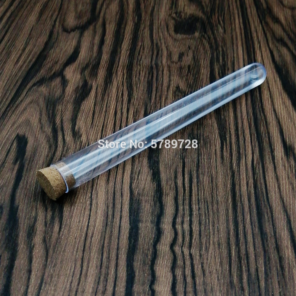 60Pcs 15x150mm School Lab Supplies,Clear Plastic Test Tubes Vials With Corks Caps Wedding Favor Gift Tube