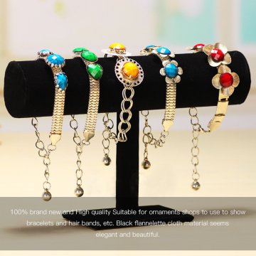 Portable Velvet Leather Bracelet Bangle Necklace Display Stand Holder Watch Jewelry Organizer T-Bar Rack
