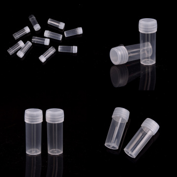 10pcs/pack 5ml Plastic Test Tubes Sample Container Craft Screw Cap Bottles for Office School Chemistry Supplies