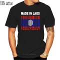 Made In Laos Laotian Lao National Flag Custom Barcode Numbers Tees T-Shirt Y51 Retro O Neck Tee Shirt