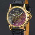 gradient color dial with visible mechanism design automatic watch