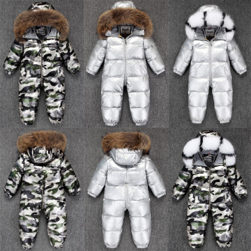 2021 Boy Baby Jacket 80% Duck Down Outdoor Infant Clothes Girl Boys Kids Jumpsuit 2~5y Russian Winter Snowsuit warm baby clothes