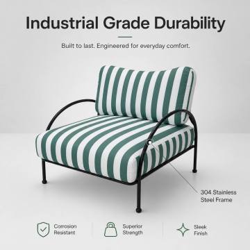 Striped Upholstered outdoor Lounge Chair