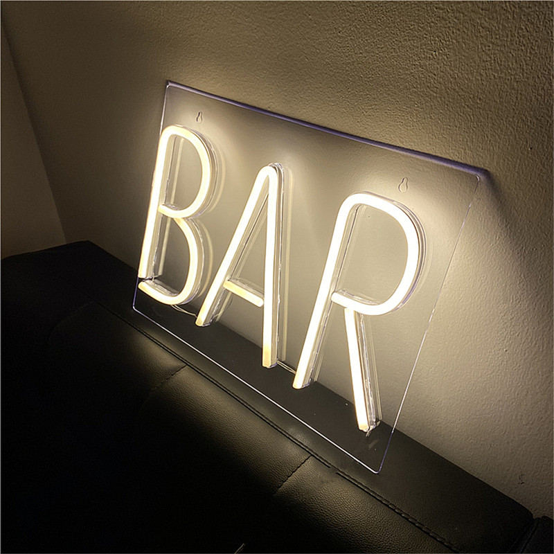 Bar Neon Signs with Panel Neon Wall Lights Atmosphere Shop Window Party Art Bar Wedding Neon Lamp USB Powered Sexy Word Sign