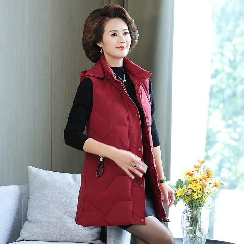 Autumn Winter Women Casual Sleeveless Warm Medium Jacket Waistcoats Female Slim Fit Office Ladies Simple Down Cotton Vests D89