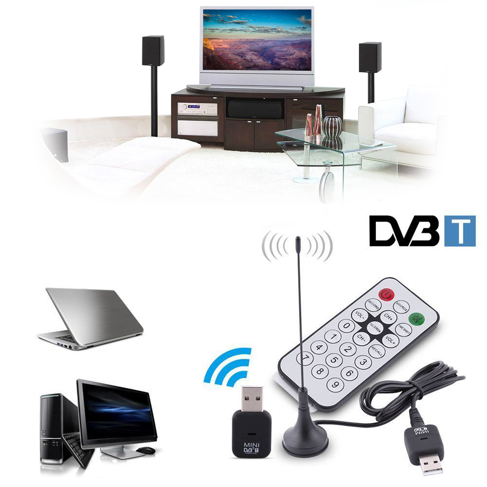 Mini USB 2.0 Digital DVB-T SDR+DAB+FM HDTV Tuner Quality TV Antenna Dongle Stick Video Broadcasting Antenna DVBT Receiver