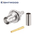 Eightwood Mini BNC 75 Ohm Crimp Jack Female Straight Bulkhead RF Coaxial Connector for RG179 Coaxial Cable