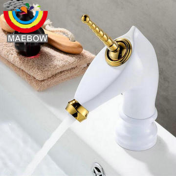 8 Colors ,Unicorn Artistic Faucet Solid Brass Cold&Hot Water Mixer Tap Countertop Bathroom Sink Faucet Horse Faucet