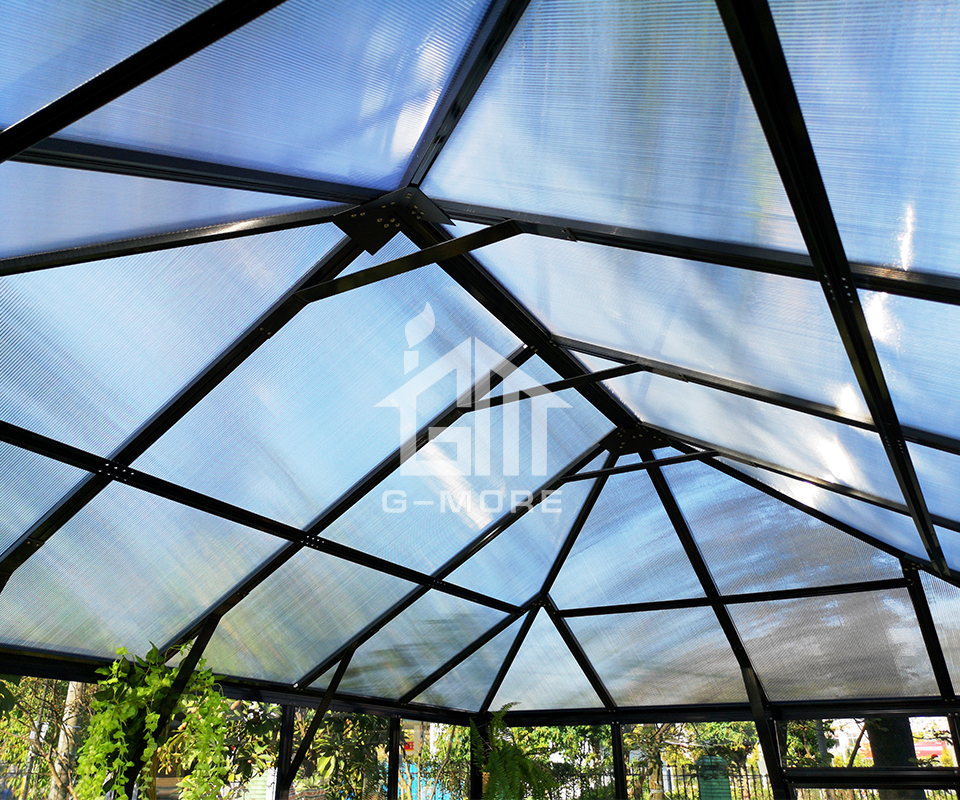 Luxury Gazebo Aluminium Green House, polycarbonate sheet prefab Greenhouse