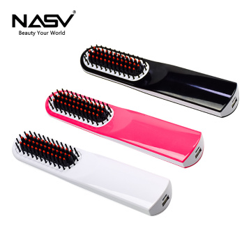 2019 Wireless Mini Hair Straightener brush Fast Heating USB charging Ceramic Hair Straightening Curling Irons with LCD display