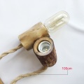 Creative Vintage Pendant Light Solid Wood 1M Hemp Rope DIY Personality Industrial E27 Holder Pendant Lamp Bar Coffee Restaurant