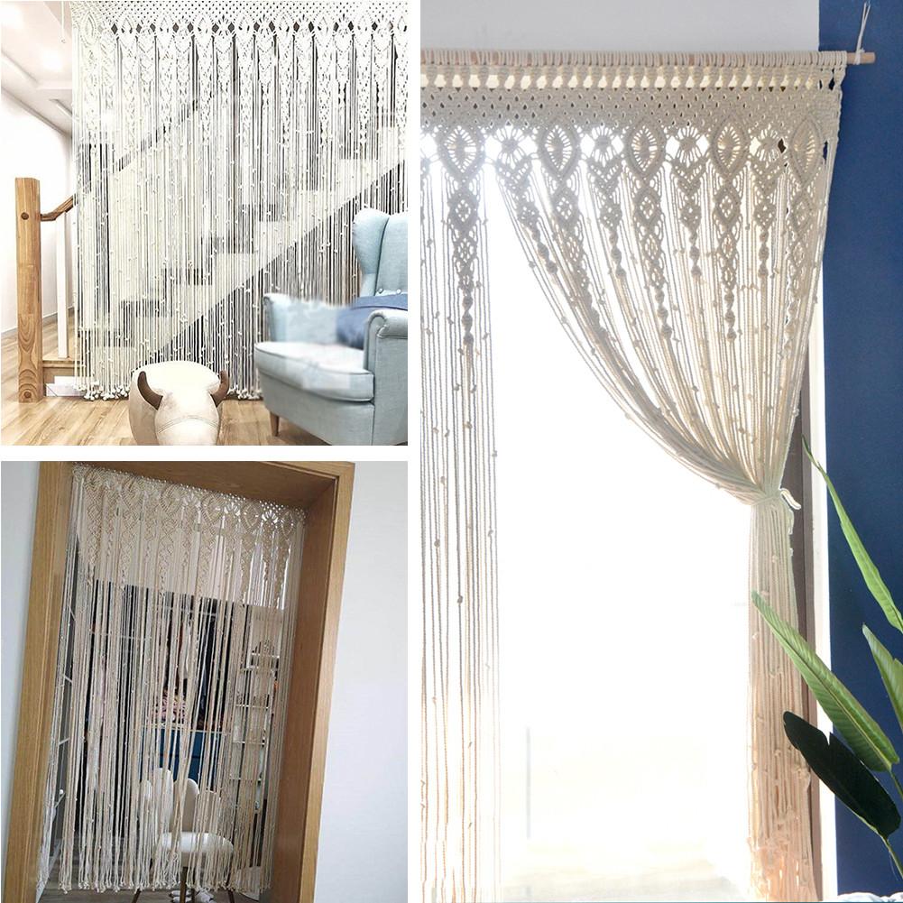 Boho Living Room Window Curtain Cotton Handmade Woven Tapestry Wall Decor Door Divider Drape For Apartment Home 90x180cm