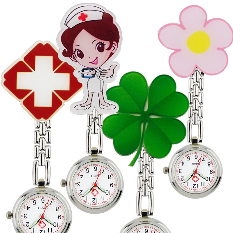 10pcs/lot Fashion 3D cartoon animal hospital ladies women mens nurse watches unisex doctor medical FOB pocket hang clip watches