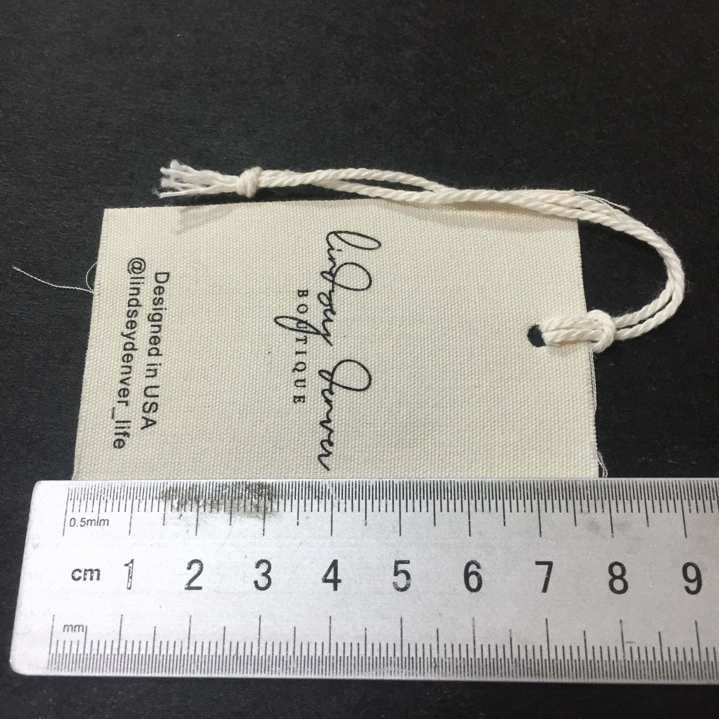 Gift Tags 5x8cm Customized Design Print Cotton Garment Label With String For Clothing