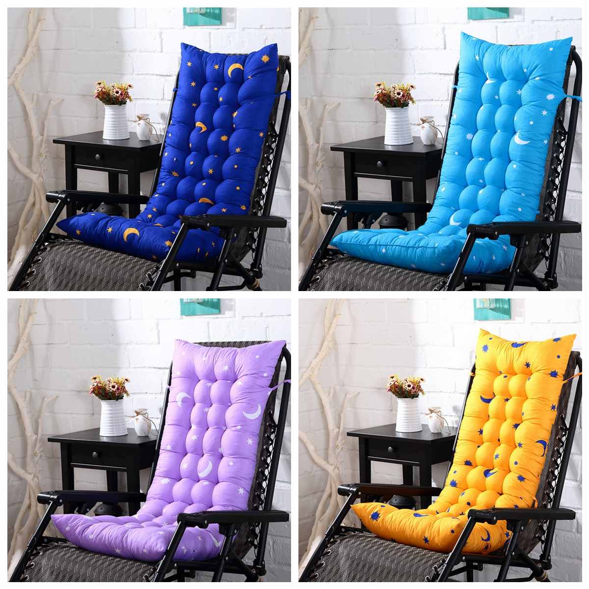 40x110cm Colorful Patio Sun Lounger Topper Back Cushion Recliner Bench Cushion Cotton Thick Padded Garden Rocking Chair Long Pad