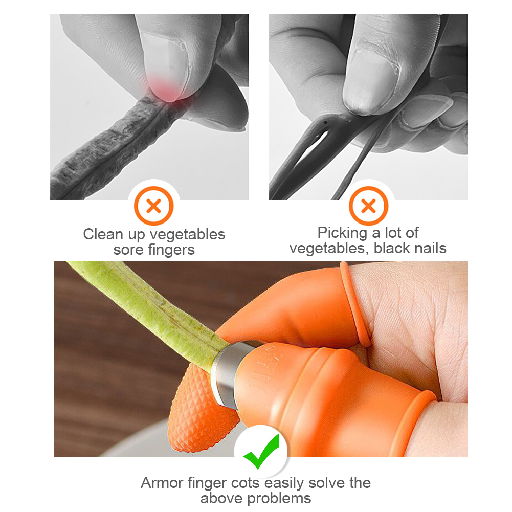6PCS Silicone Thumb Knife Finger Protector Vegetable Harvesting Knife Plant Blade Scissors Cutting Rings Garden Gloves