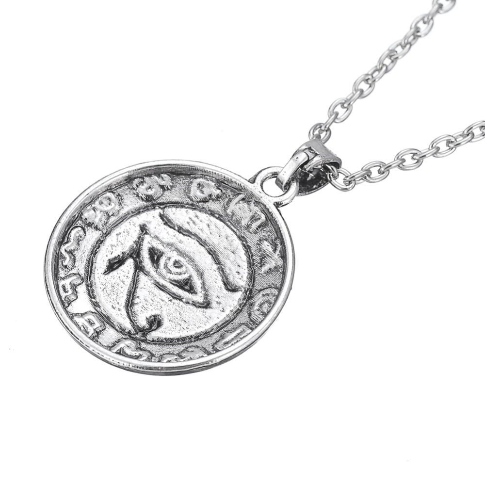 Skyrim Fashion Jewelry Pendant Necklaces Religious Egyptian Eye of Ra Horus Udjat Link Chain Necklace Lockets Necklace for Gifts