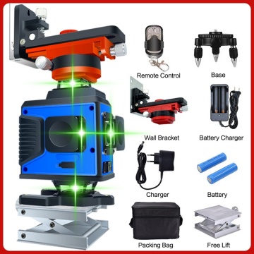 360 Degrees Rotary Laser Level LD 16 Lines Laser Level Green 4D Self-Leveling Horizontal Vertical Cross Lines Measuring Tool New