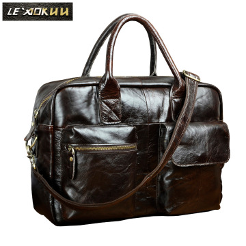 Men Genuine Leather Travel Business Briefcase 16
