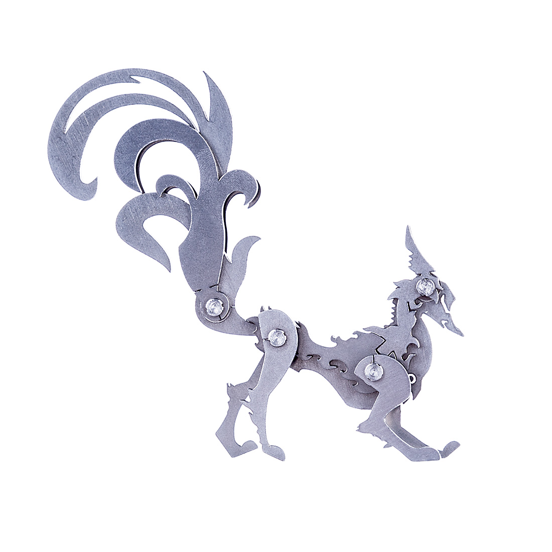 DIY Assembled Model Kit 3D Stainless Steel Assembled Detachable Model Puzzle Ornaments - Nine-tailed Fox