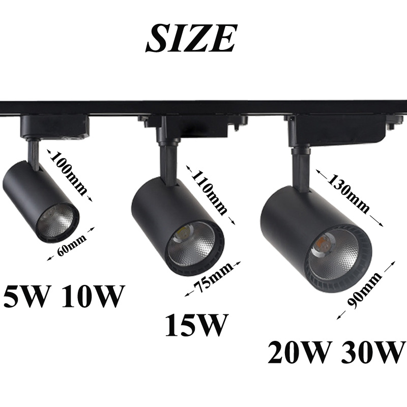 Dimmable 10W 15W 20W COB LED track light led rail lamp leds spotlights lighting fixture for shop store spot lighting AC110 220V