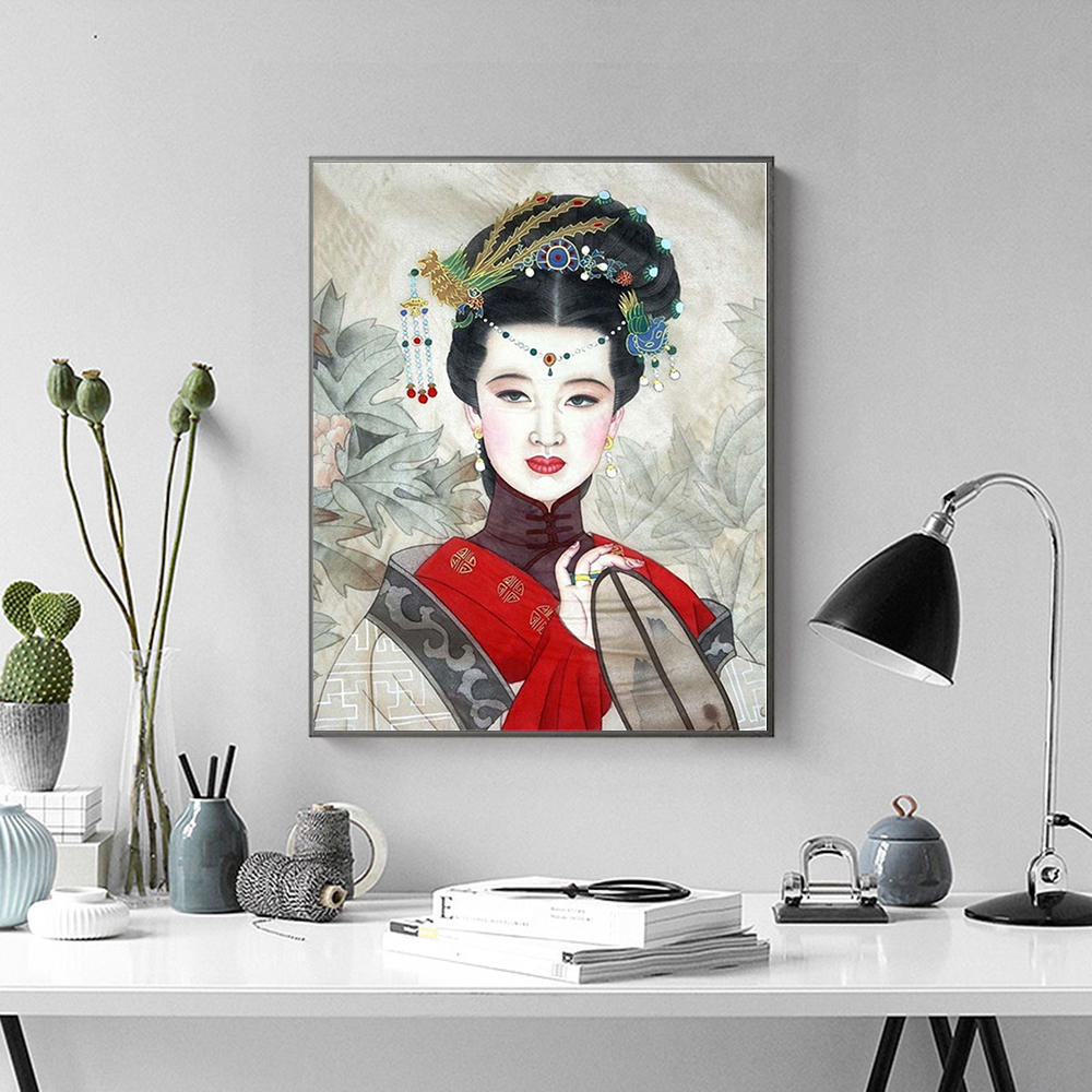 AZQSD Adult Paint By Numbers Girl Picture For Living Room Home Decoration Coloring By Numbers Portrait Chinese Style Unique Gift
