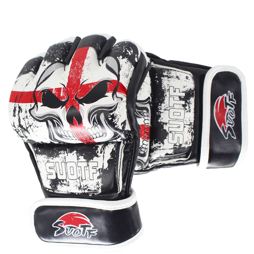 suotf MMA Skull Boxing Fighting Training Half Finger Training Taekwondo Glove wear resistant Tiger Muay Thai glove box sanda mma