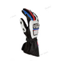 Motorcycle Motocross WHITE BLUE Gloves 100% Genuine Leather Speed Racing Full Metal Long Style Gloves