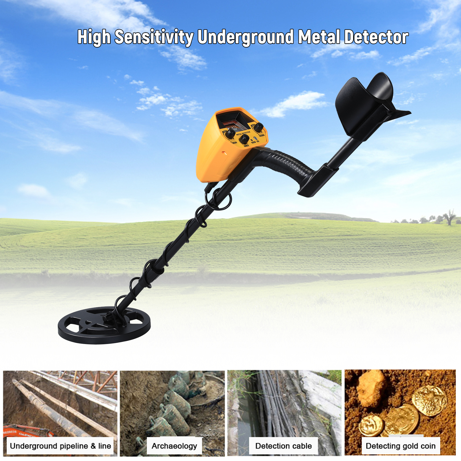 KKMOON Metal Detector Detection Instrument Underground Metal Detector Metal Finder Gold Detector Treasure Hunter Gold Digger