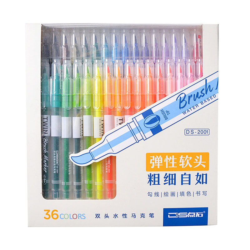6/12/24/36 Colors Fineliner Drawing Painting Watercolor Art Marker Pens Manga Dual Tip Brush Pen School Supplies Stationery