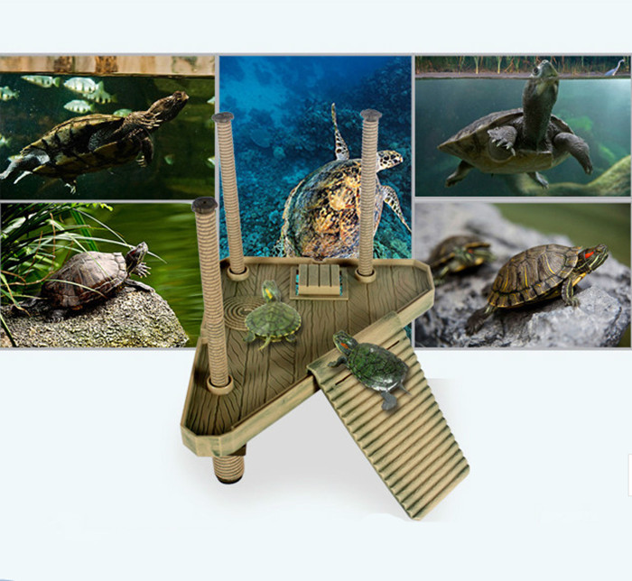 S/M/L Aquarium Reptile Frog Turtle Pier Floating Basking Platform with Ramp Ladder Fish Tank Decoration
