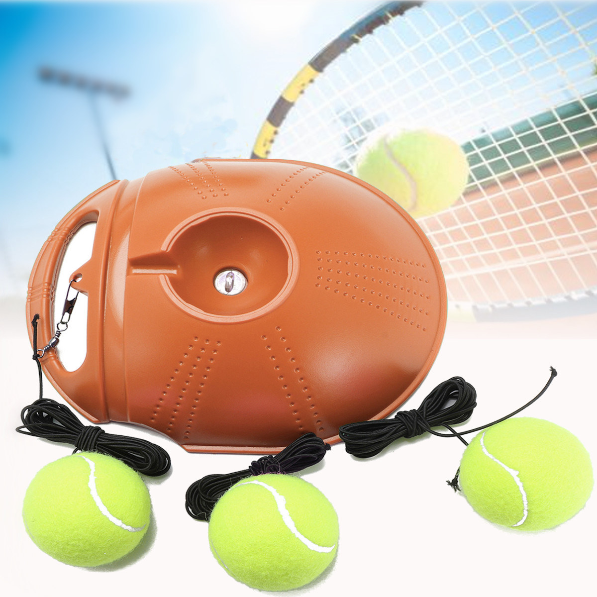 Single Tennis Trainer Self-study Tennis Training Tool Rebound Balls Baseboard Tools Tennis Practice Portable With 3 Balls