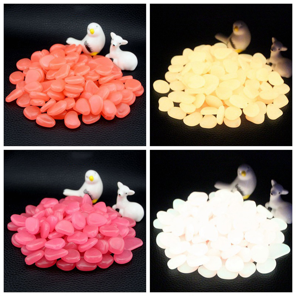 50/100/300pcs Glow in the Dark Garden Pebbles for Walkways Garden Decoration Glow Pebbles Plants Aquarium Luminous Stones