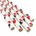 50 Pcs/set Cute Degradable Kraft Paper Suction Tube Poker Pattern Paper Straws for Party Baby Shower Wedding Decoration Gift