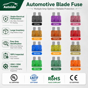 Standard ATC ATO Blade Fuse PC (1A,2A,3A,5A,7.5A,10A,15A,20A,25A,30A,35A,40A) 32V Car Fuse Holder Truck RV Automotive Motor