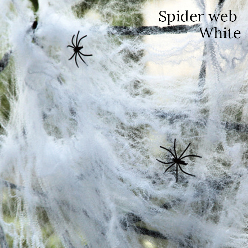 Halloween Party decoration Scene Props White Stretchy Cobweb Spider Web Horror Halloween decor For home Bar Haunted House